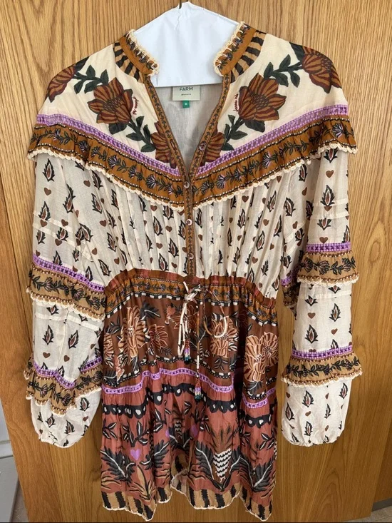 Farm Rio - Ainika Ruffled Mini Dress Small - Picture 1 of 6